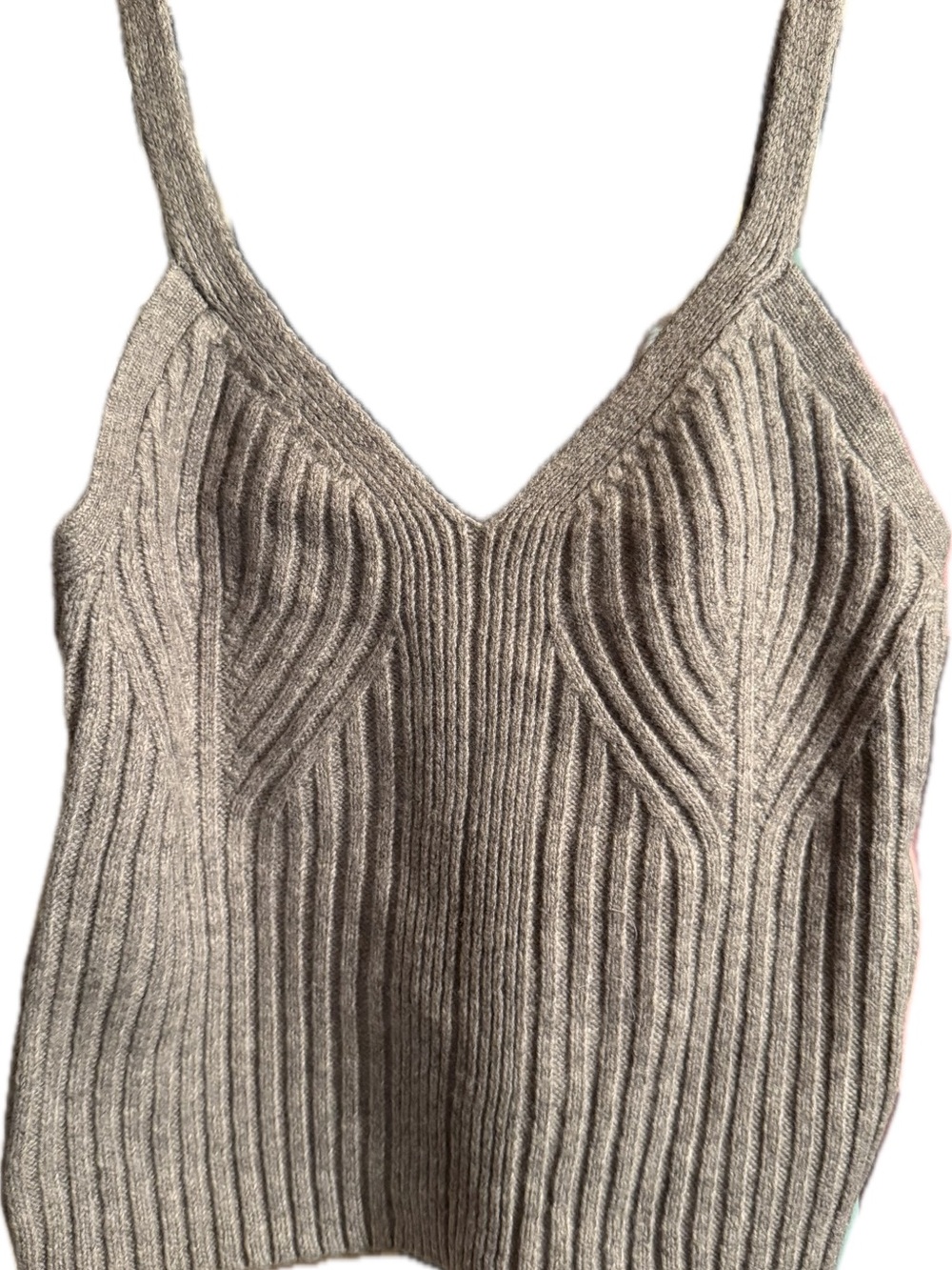 Auden Ribbed V-Neck Tank in Gray